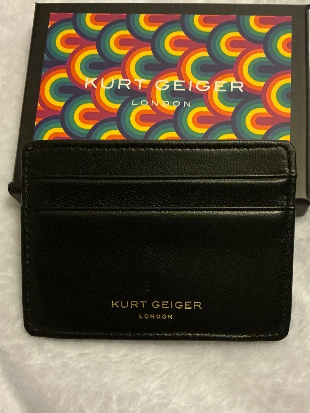 Kurt Geiger Black Quilted Leather Card Holder with Gold Eagle 🦅 Emblem